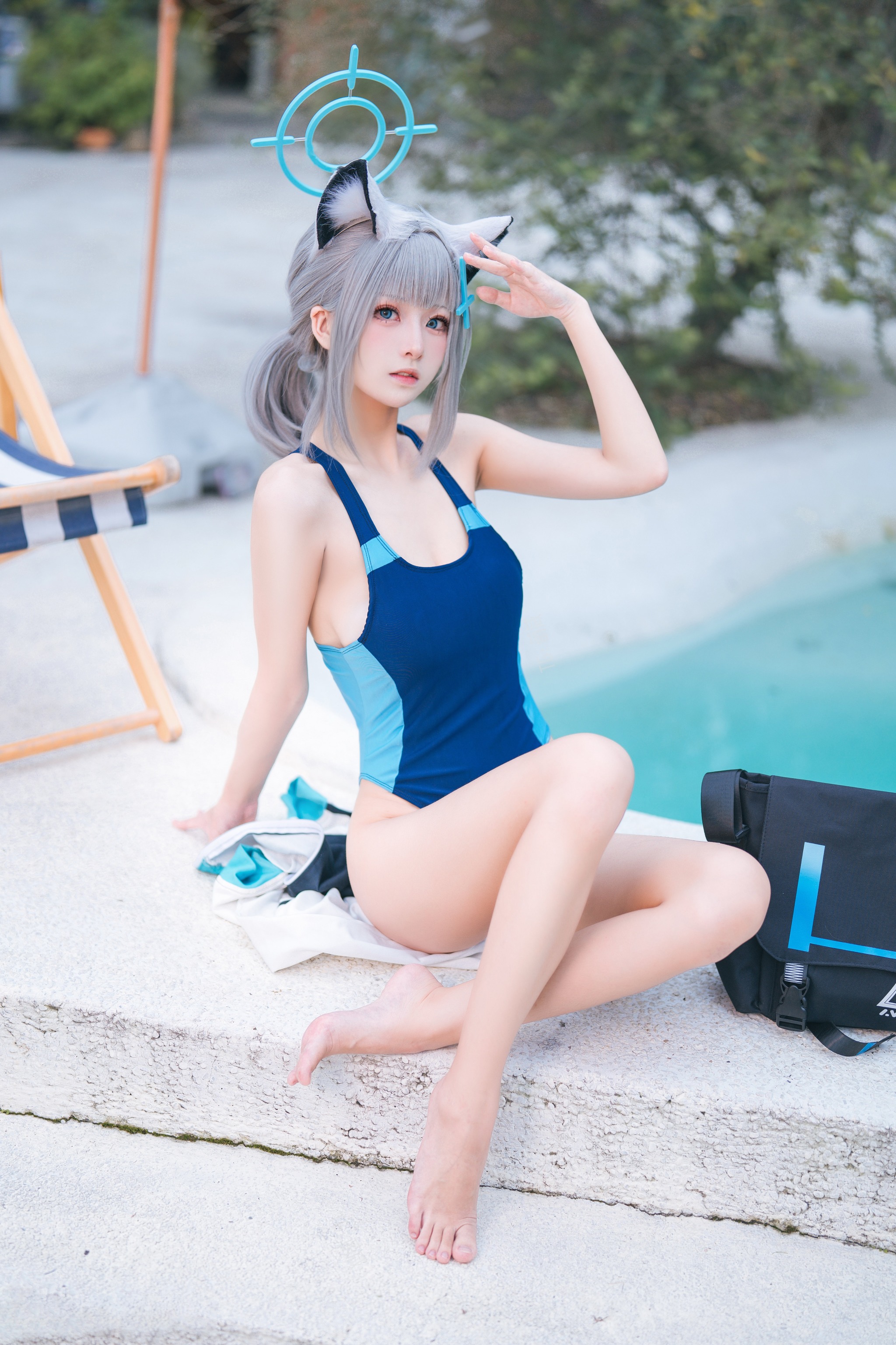 图片[1]-九柒喵 – NO.043 蔚蓝档案 砂狼白子泳装[34P]-XikXak